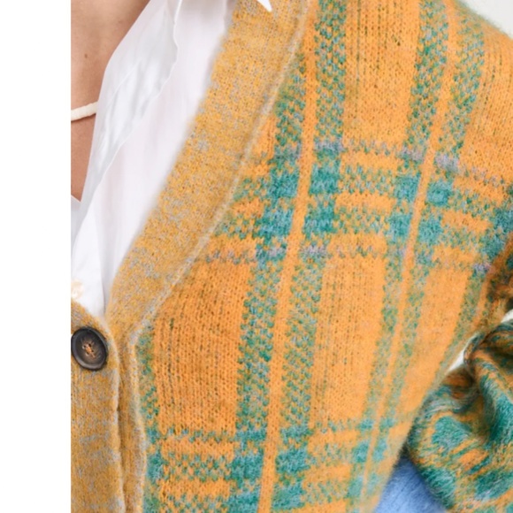 NWT Free People Sepia Cardigan Large Marigold Sky Combo - Picture 8 of 9